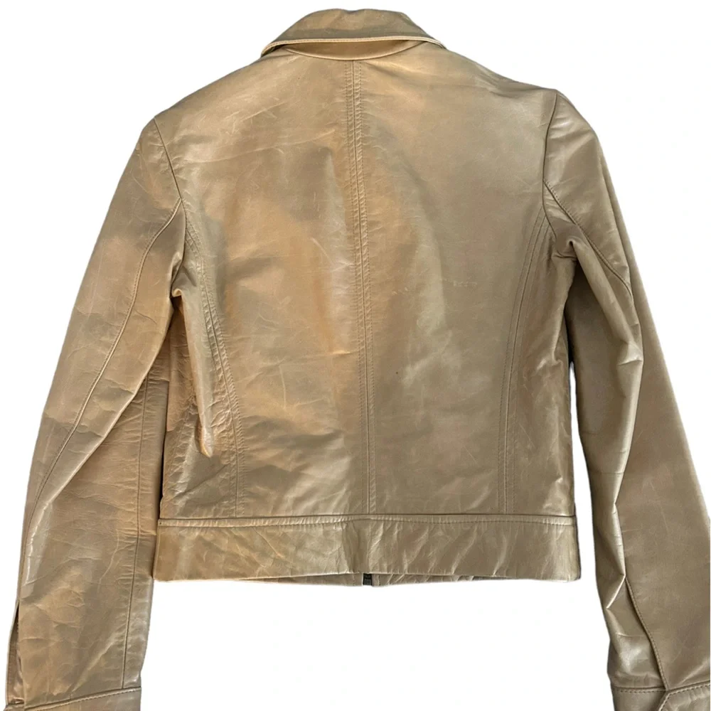Club Monaco Leather Jacket with side pockets and zip. Size 2 - Picture 2 of 7